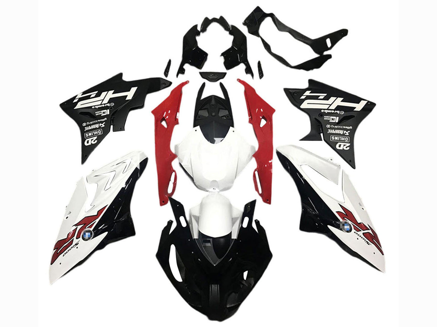 2017-2018 Black Red White Ohlins BMW S1000RR Fairing Kit