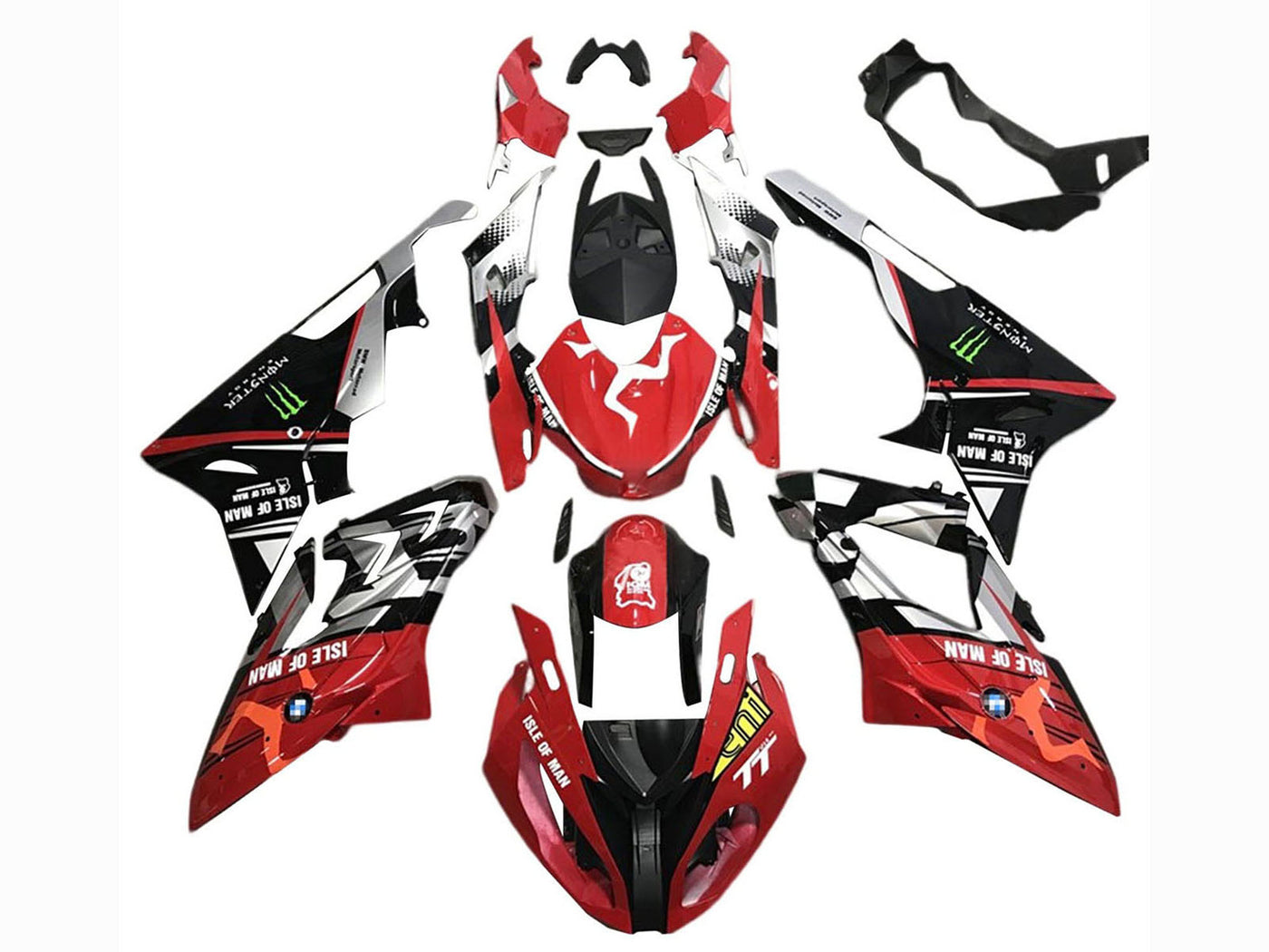 2017-2018 Black Red Silver Monster BMW S1000RR Fairing Kit