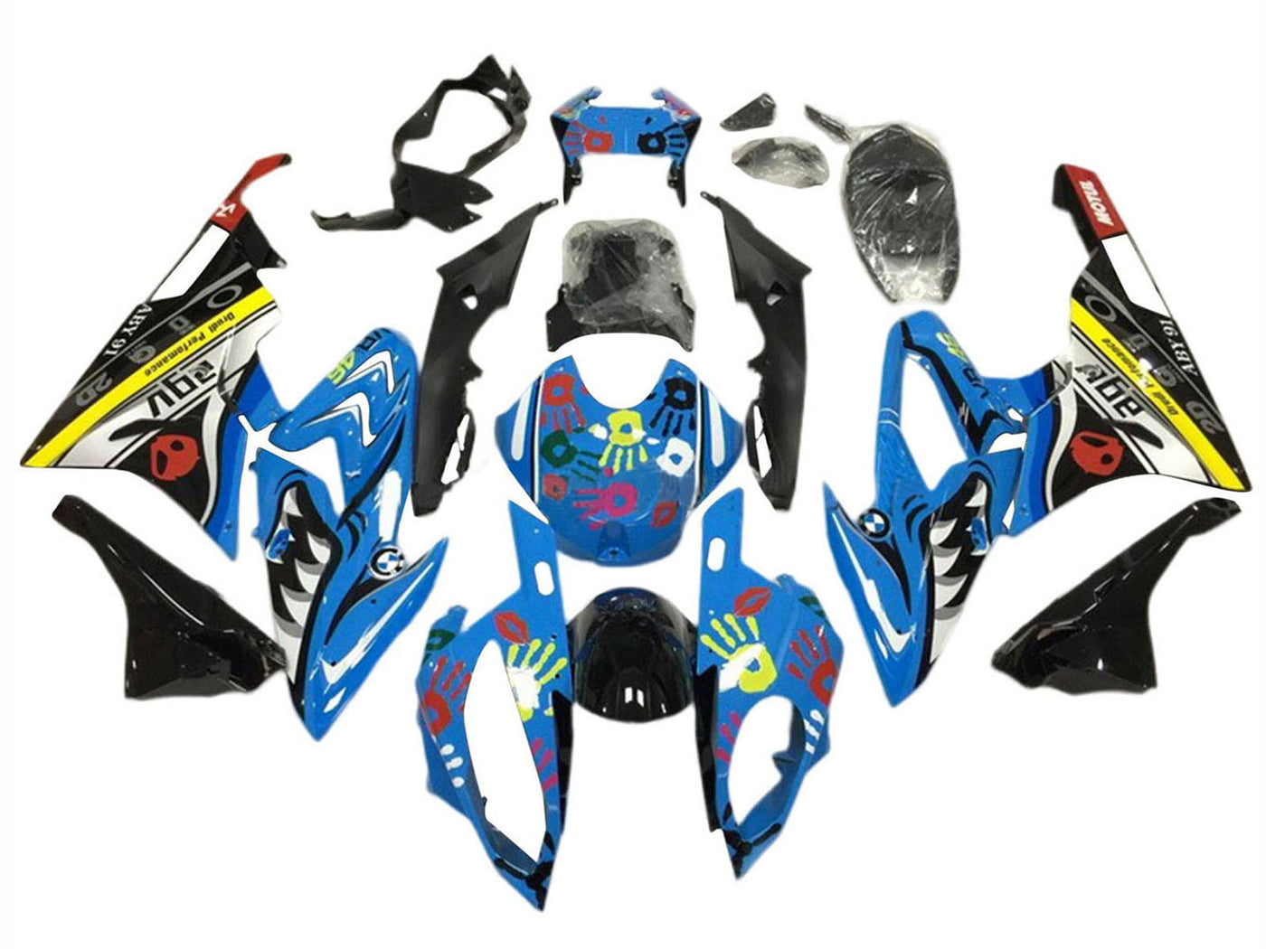 2015-2016 Blue Black Yellow Shark BMW S1000RR Fairing Kit