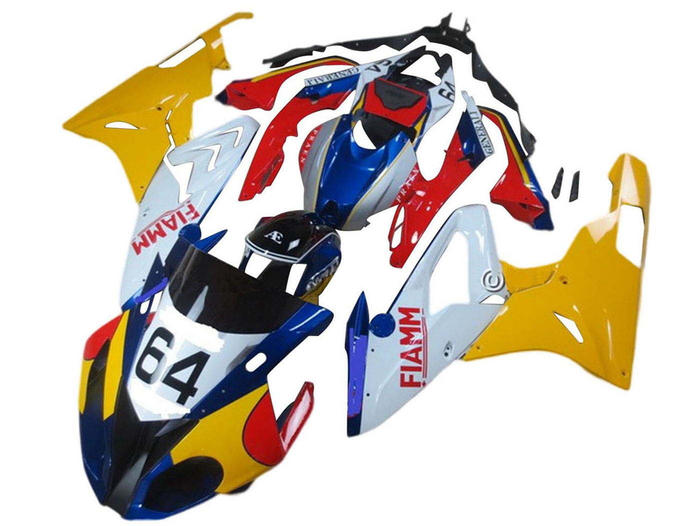 2015-2016 Blue Yellow White Fiamm 64 BMW S1000RR Fairing Kit