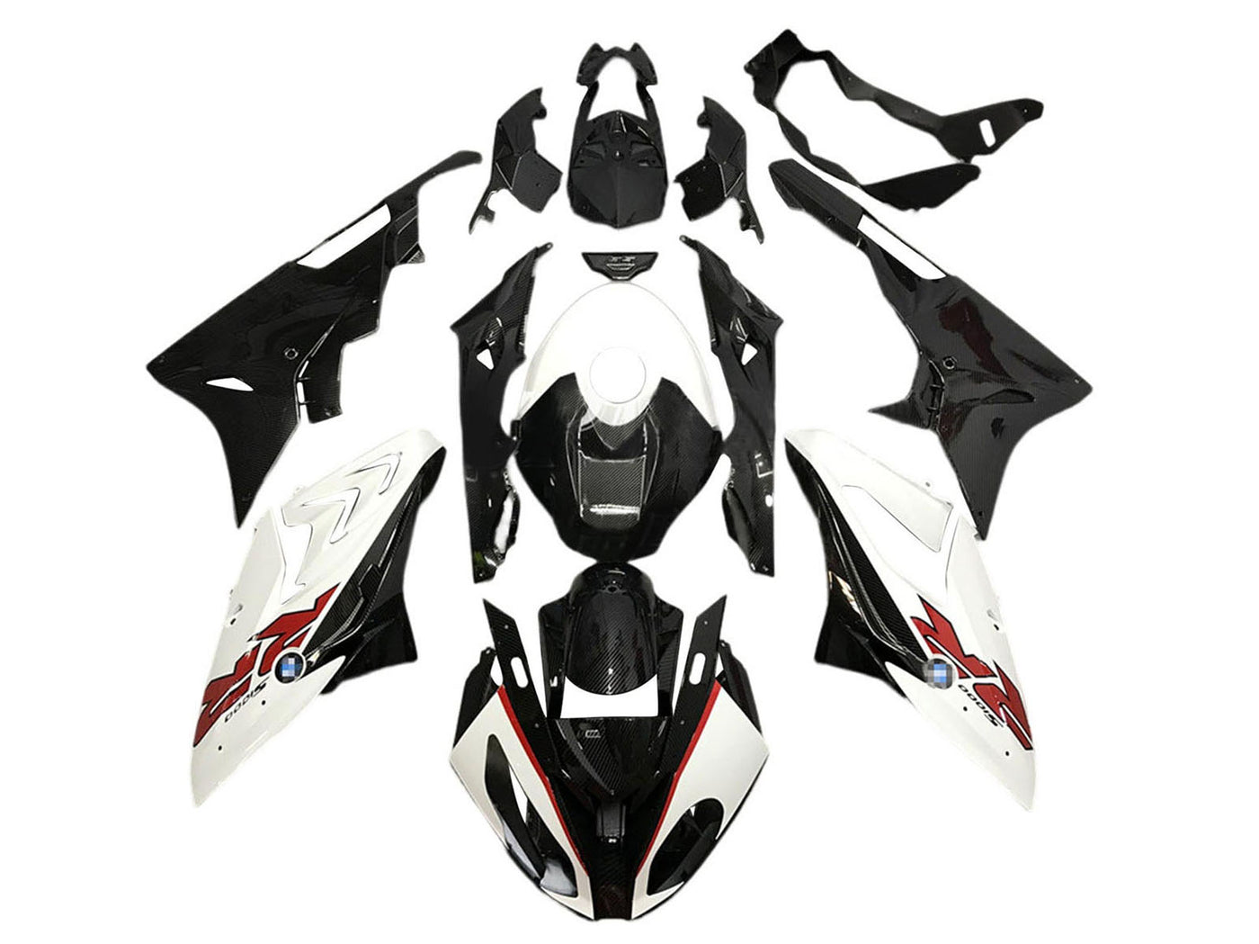 2015-2016 Black White Carbon Fiber BMW S1000RR Fairing Kit