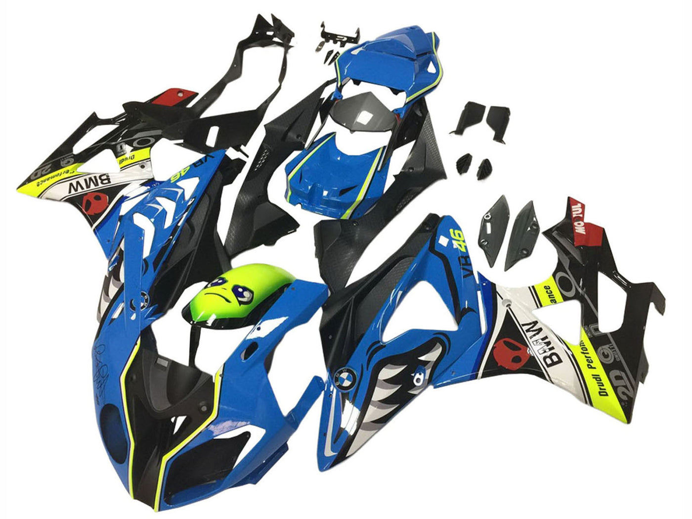 2009-2014 Blue Yellow Shark Vr 46 BMW S1000RR Fairing Kit