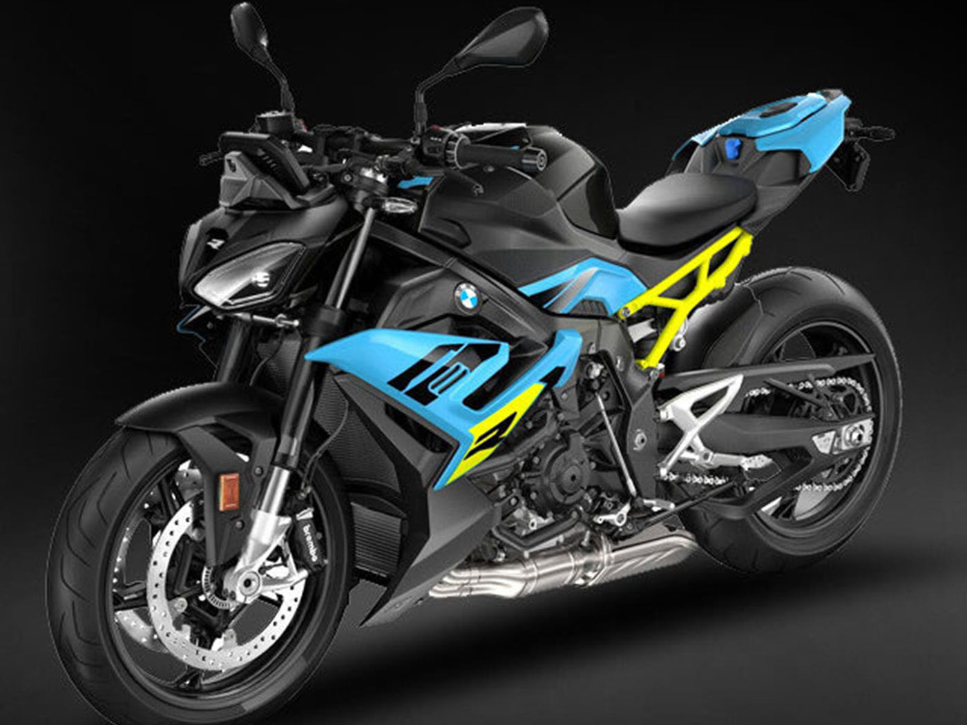 2021-2025 Black Light Blue Yellow BMW S1000R Fairing Kit