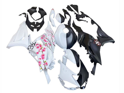 2023-2025 Kawasaki ZX-6R Black White with Flower Fairing Kit