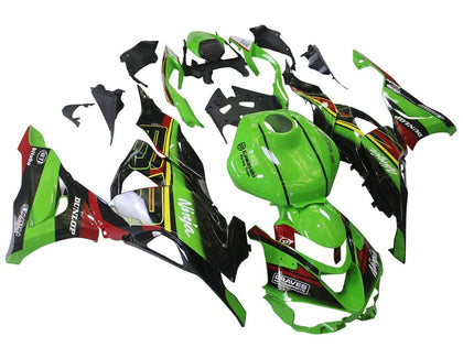 2023-2025 Kawasaki ZX-6R Black Green Red Ninja Dunlop Fairing Kit