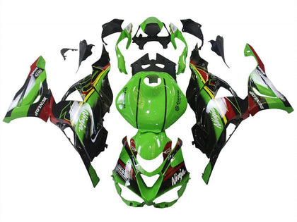 2023-2025 Kawasaki ZX-6R Black Green Red Ninja Dunlop Fairing Kit