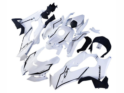 2021-2025 Kawasaki ZX-10R Glossy Black and White Fairing Kit