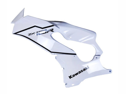 2021-2025 Kawasaki ZX-10R Glossy Black and White Fairing Kit