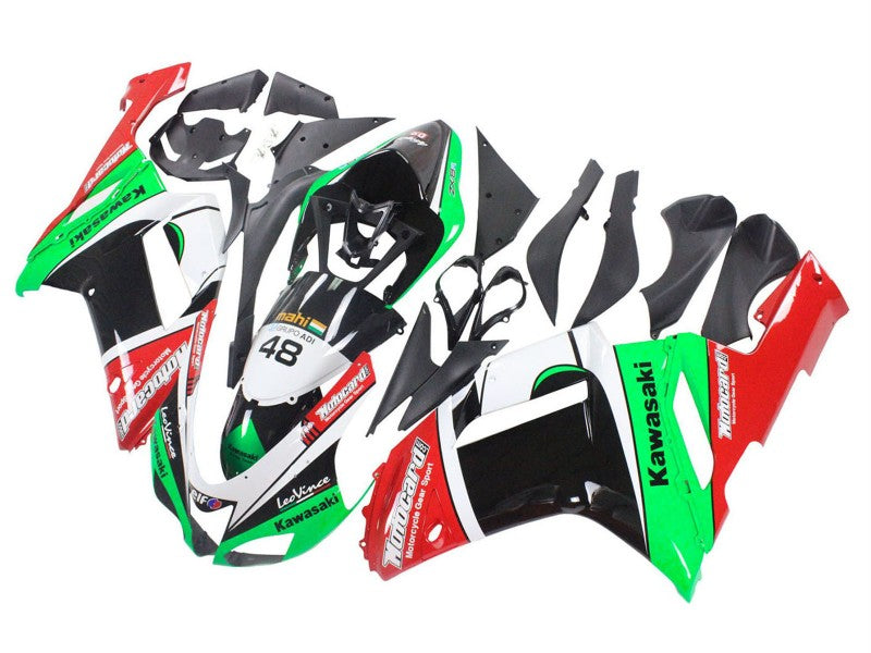 Purchase 2007-2008 Green Red Kawasaki ZX6R Motorcycle Fairings UK
