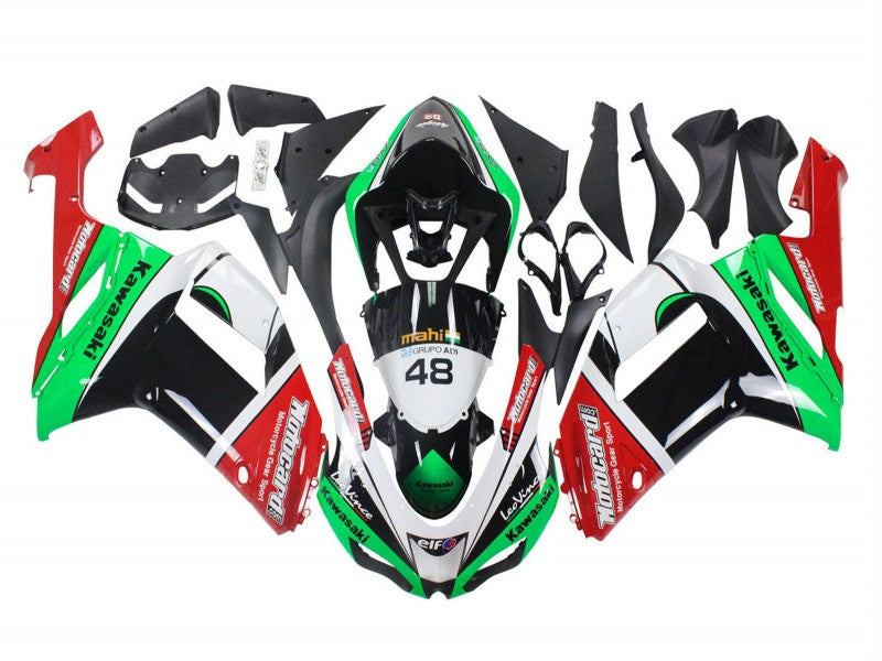 Purchase 2007-2008 Green Red Kawasaki ZX6R Motorcycle Fairings UK