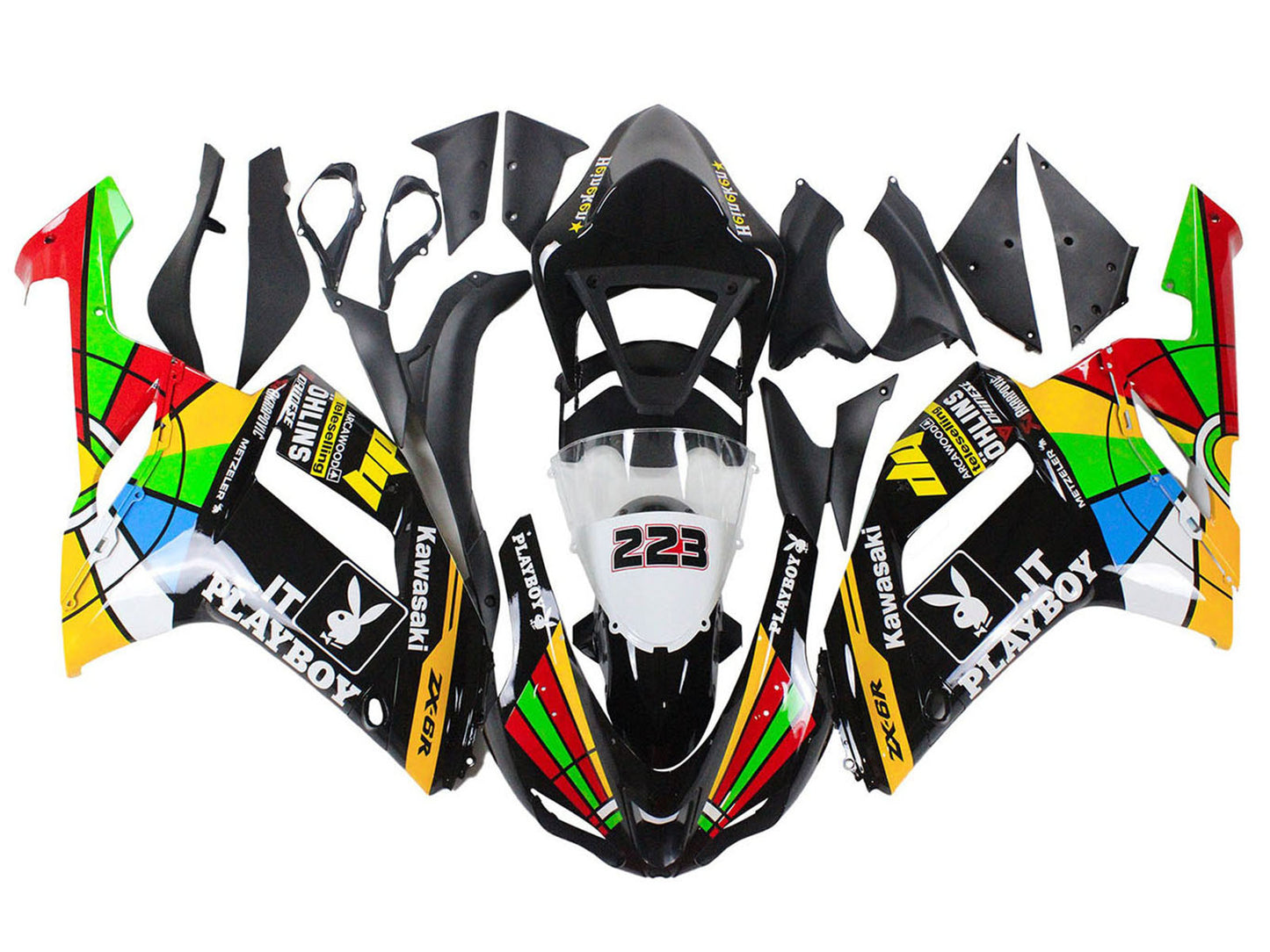 2007-2008 Colorful Playboy 223 Kawasaki ZX6R 636 Fairing Kit