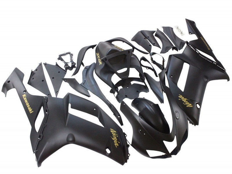 Purchase 2007-2008 Matte Black with Yellow Logo Ninja Kawasaki ZX6R Motorcycle Fairings UK