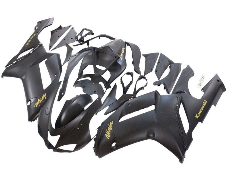 Purchase 2007-2008 Matte Black with Yellow Logo Ninja Kawasaki ZX6R Motorcycle Fairings UK