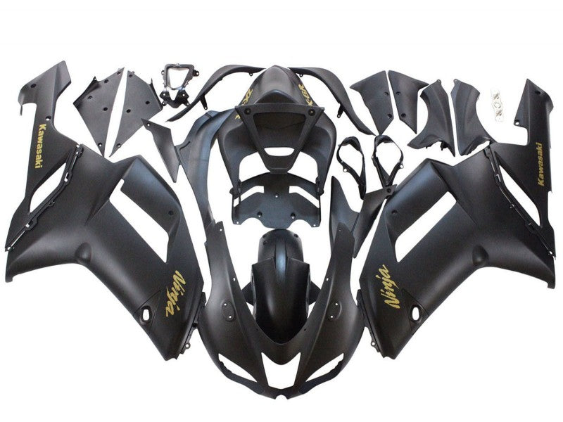 Purchase 2007-2008 Matte Black with Yellow Logo Ninja Kawasaki ZX6R Motorcycle Fairings UK