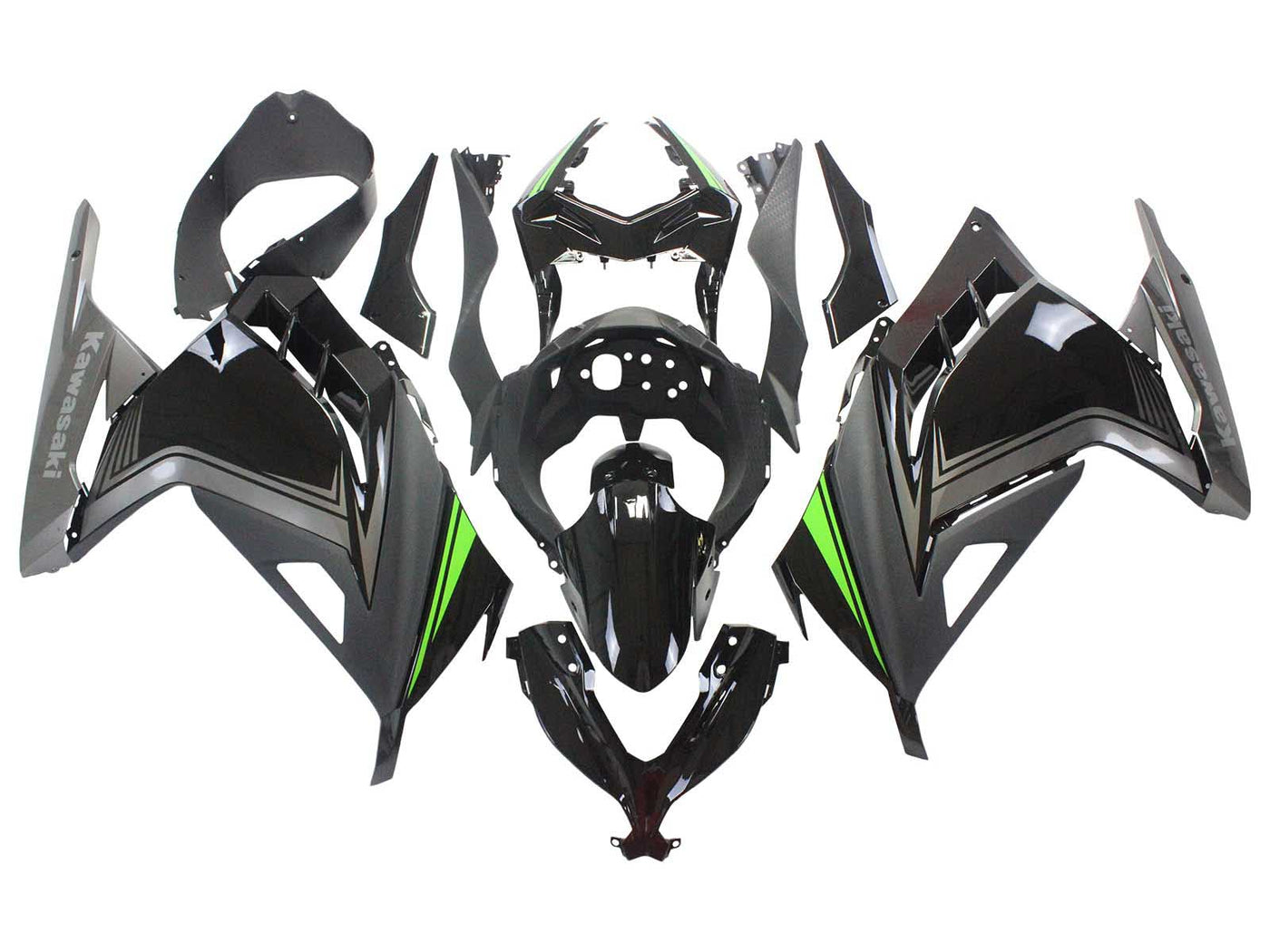 2013-2024 Black Silver Green Kawasaki Ninja 300 EX300R Fairing Kit