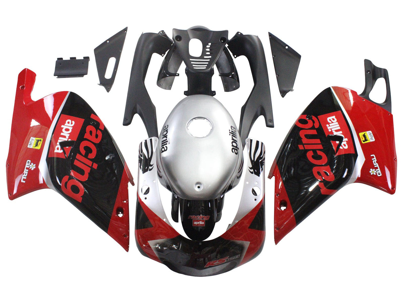 2000-2005 Red Black Silver Racing Aprilia RS125 Fairing Kit