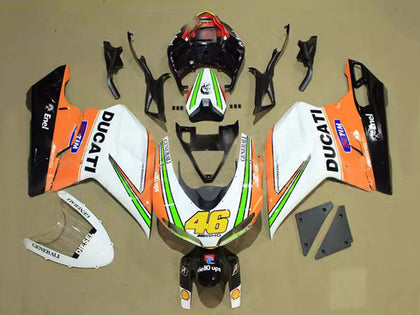 2007-2014 Ducati 1198 / 1098 / 848 White Orange Black 46 Fairing Kit