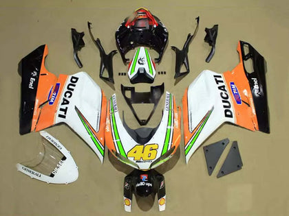 2007-2014 Ducati 1198 / 1098 / 848 White Orange Black 46 Fairing Kit