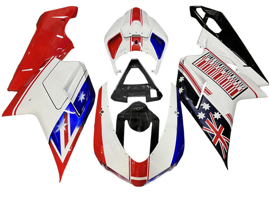 2007-2014 White Blue Red Ducati 848 1098 1198 Fairing Kit