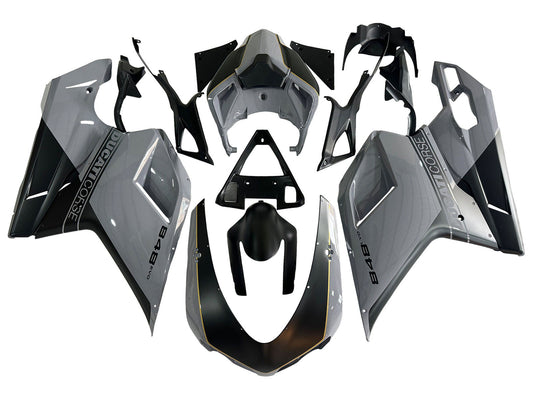2007-2014 Glossy Grey Black Ducati 848 1098 1198 Fairing Kit