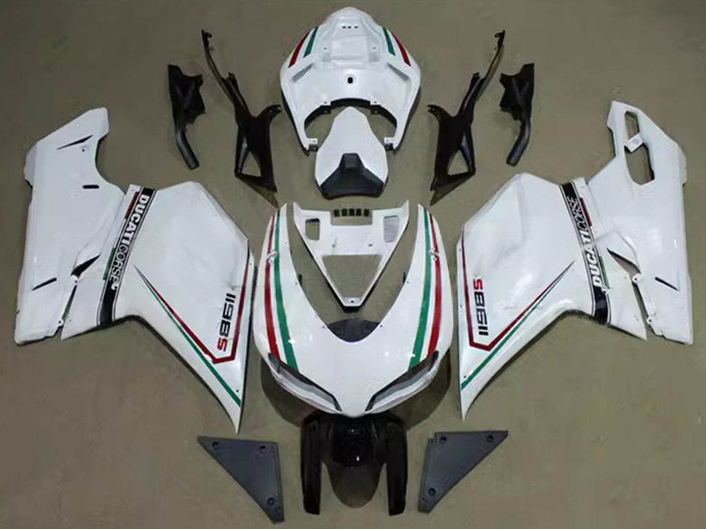 2007-2014 White Red Green Ducati 848 1098 1198 Fairing Kit