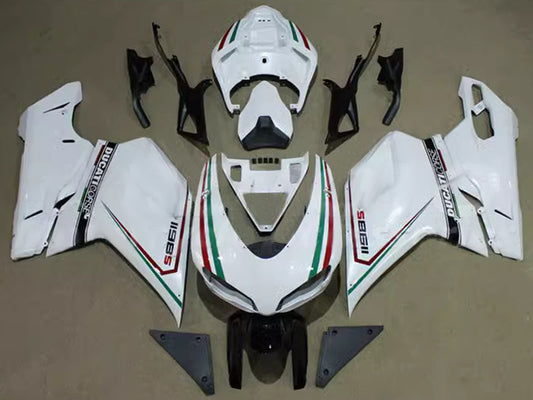 2007-2014 White Red Green Ducati 848 1098 1198 Fairing Kit