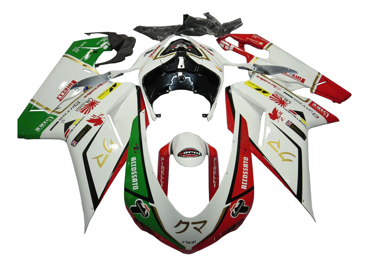 2007-2014 Green Red White Ducati 848 1098 1198 Fairing Kit