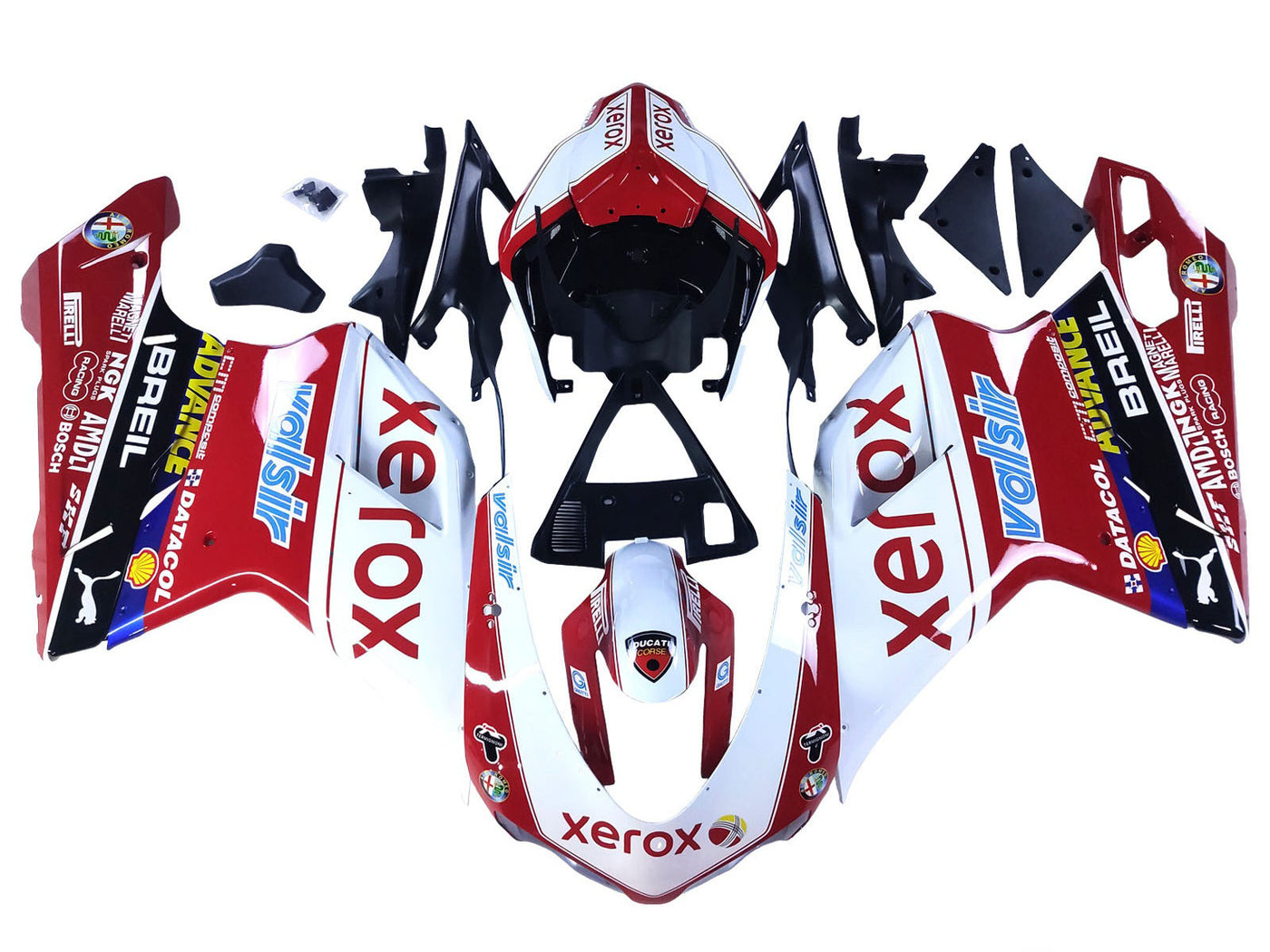 2007-2014 Red White Ducati Ducati 848 1098 1198 Fairing Kit