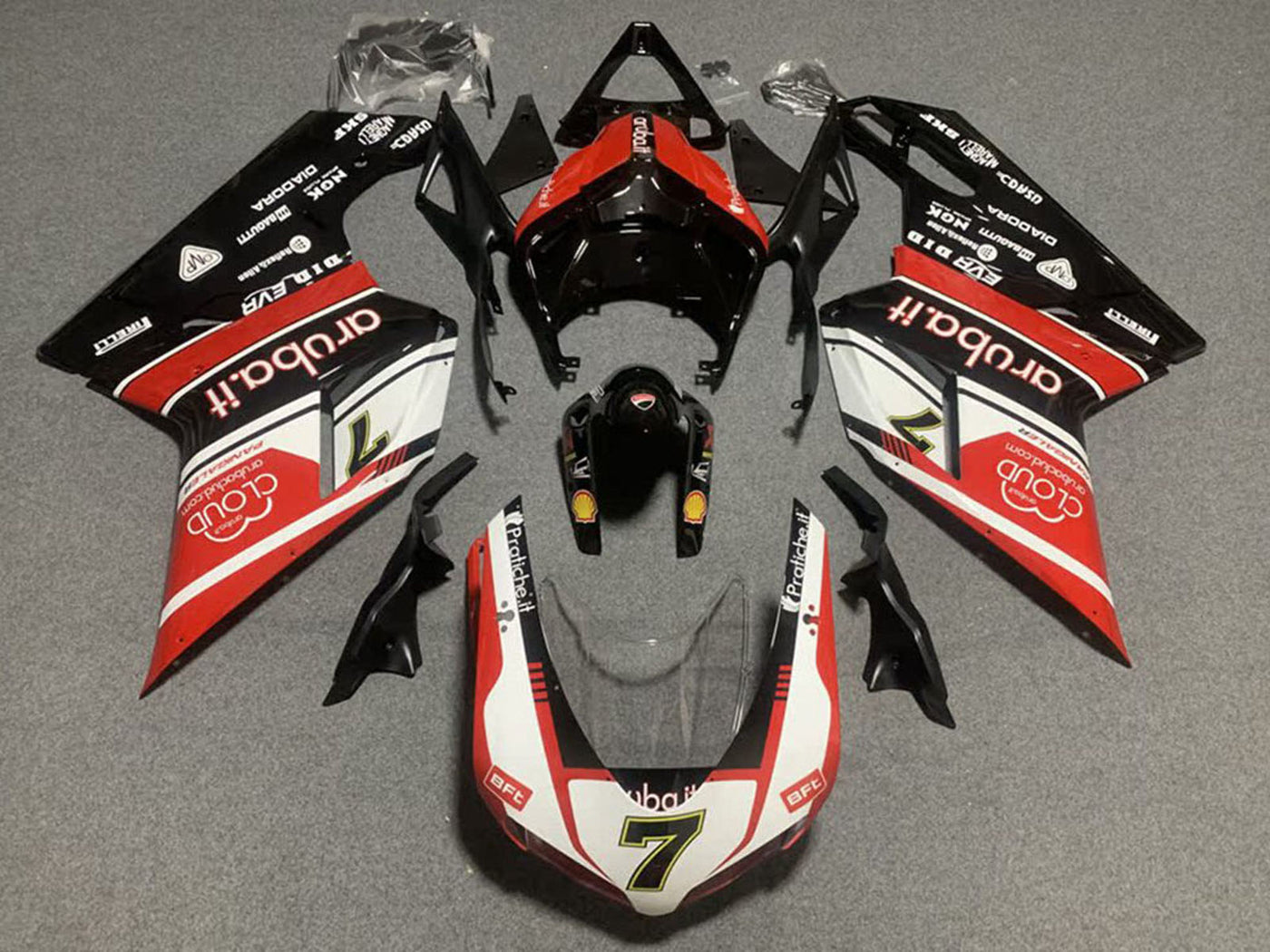 2007-2014 Black White Red Ducati 848 1098 1198 Fairing Kit