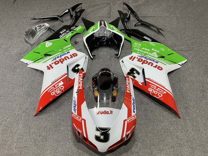 2007-2014 Ducati 1198 / 1098 / 848 White Red Green Valsir Fairing Kit