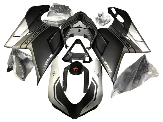 2007-2014 Black Grey Ducati 848 1098 1198 Fairing Kit