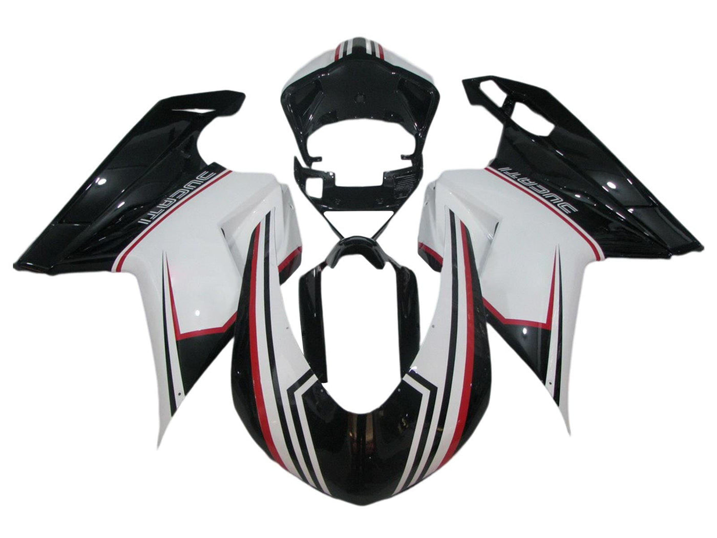 2007-2014 Black White Ducati Ducati 848 1098 1198 Kits Fairing Kit