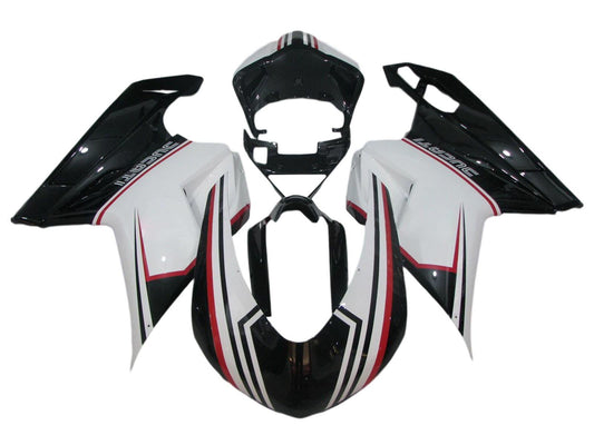 2007-2014 Black White Ducati Ducati 848 1098 1198 Kits Fairing Kit
