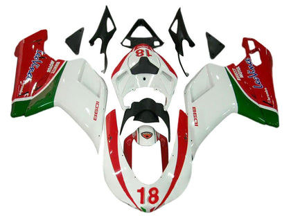 2007-2014 Ducati 1198 / 1098 / 848 White Red Green 18 Fairing Kit