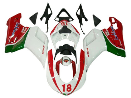 2007-2014 Ducati 1198 / 1098 / 848 White Red Green 18 Fairing Kit