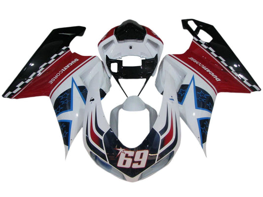 2007-2014 Red White 69 Ducati 848 1098 1198 Fairing Kit