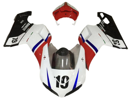 2007-2014 Ducati 1198 / 1098 / 848 White Red Black Fairing Kit