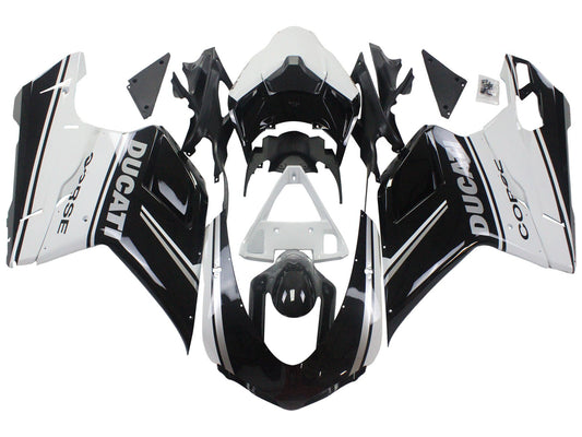 2007-2014 Black White Ducati Ducati 848 1098 1198 Fairing Kit
