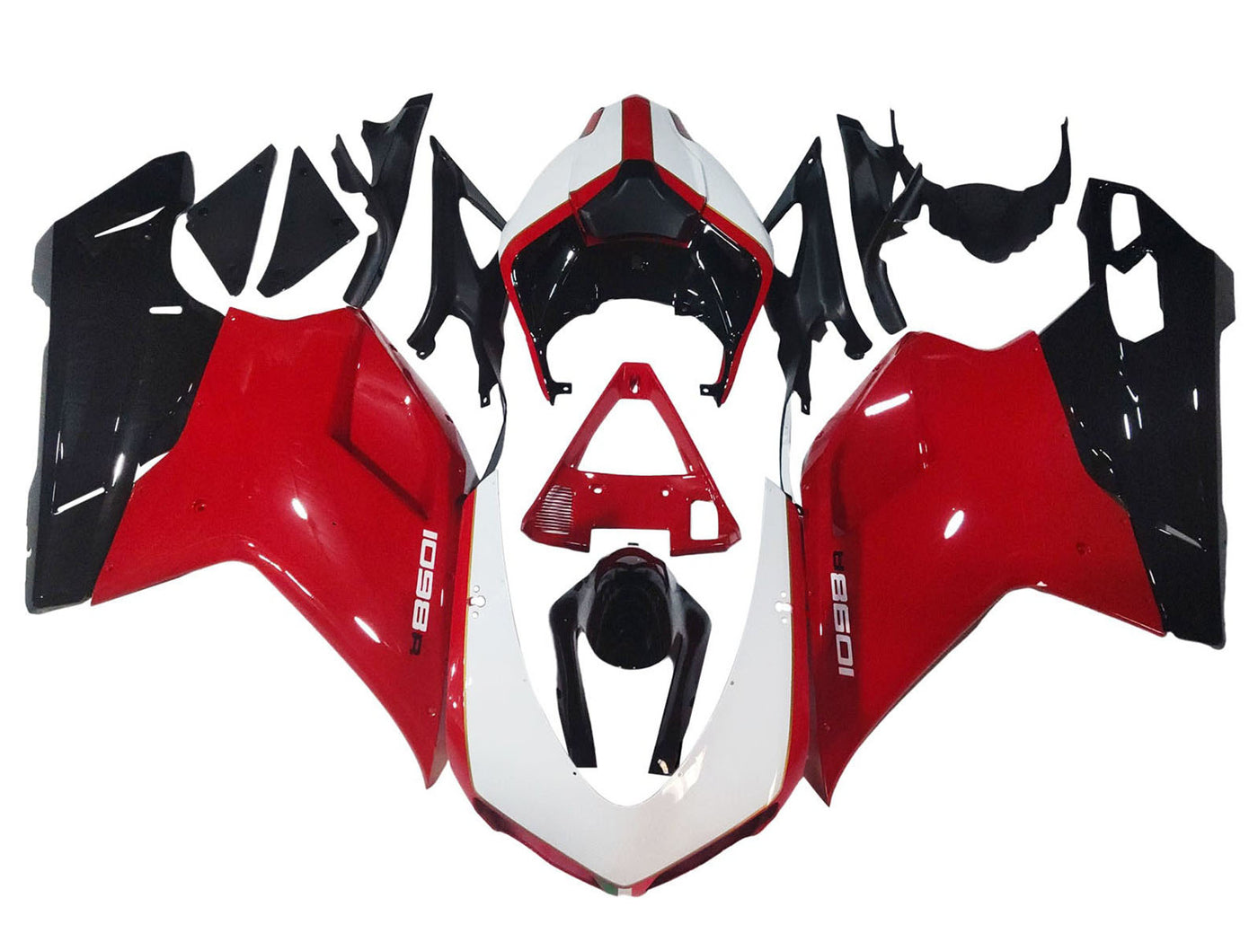 2007-2014 Black Red Ducati 848 1098 1198 Fairing Kit