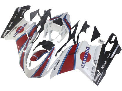 2007-2014 Ducati 1198 / 1098 / 848 White Red with Blue Line Martini Fairing Kit