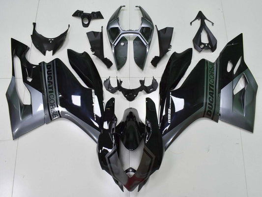 2011-2014 Glossy Black Grey Ducati Panigale 899 1199 Fairing Kit