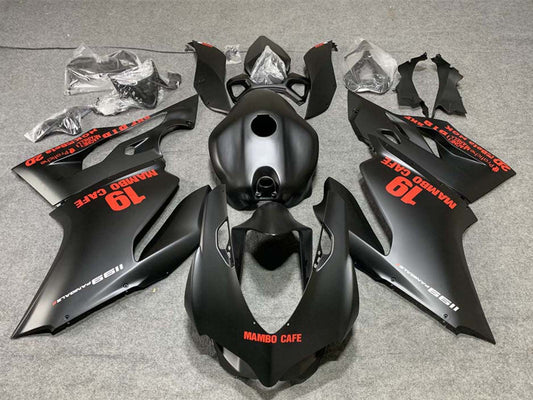 2011-2014 Matte Black With Red Logo Mambo Cafe 19 Ducati Panigale 899 1199 Fairing Kit