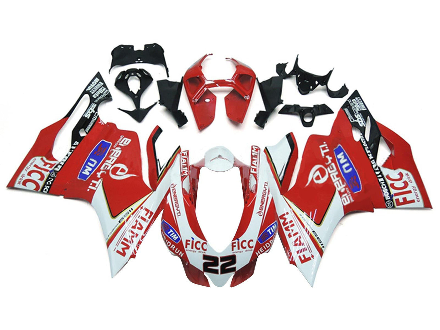 2011-2014 Red White Fiamm Ficc 22 Ducati Panigale 899 1199 Fairing Kit