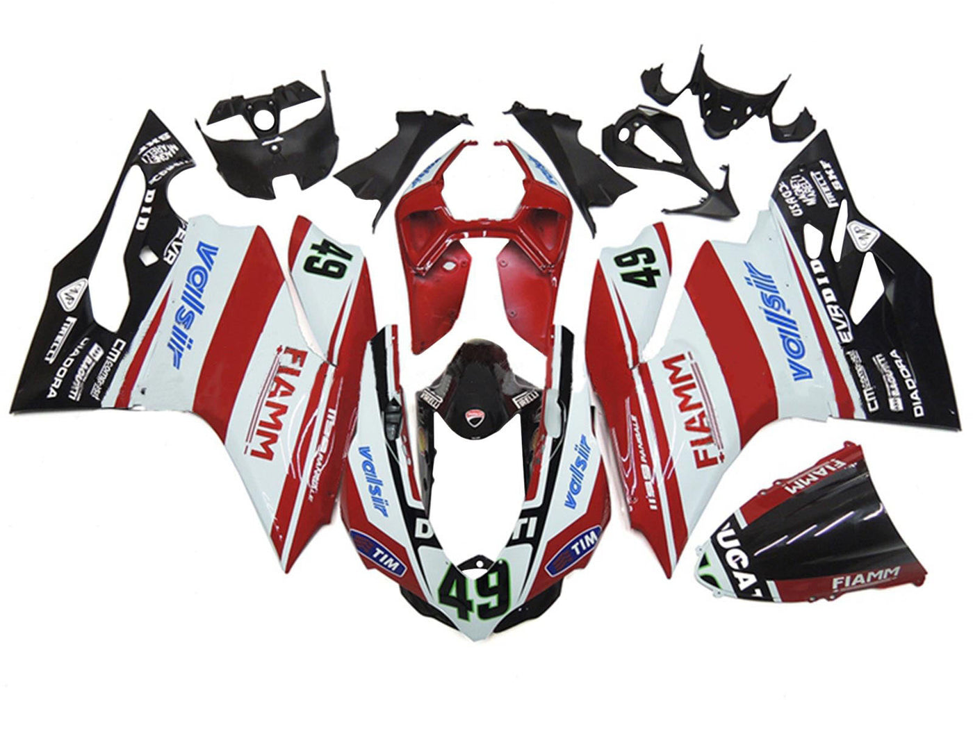 2011-2014 Red White Black Valsir Fiamm 49 Ducati Panigale 899 1199 Fairing Kit