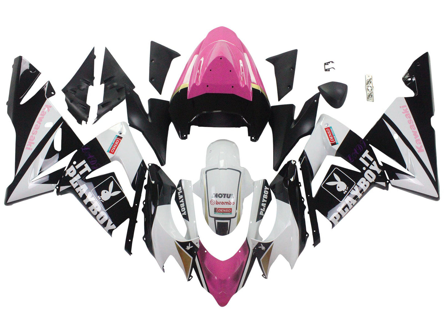 2004-2005 Black Pink White Playboy Motul Kawasaki ZX10R Fairing Kit