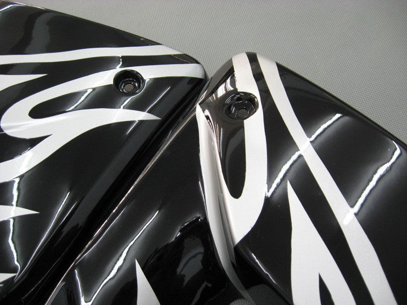 Purchase 2004-2005 Black with White Flame Kawasaki ZX10R Motorcycle Fairings UK