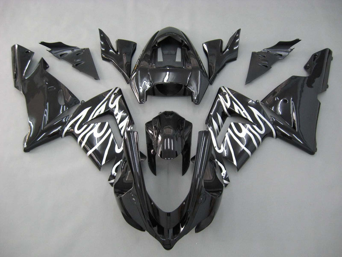 2004-2005 Black White Kawasaki ZX10R Fairing Kit
