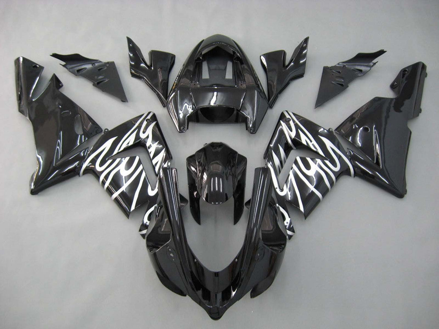 2004-2005 Black White Kawasaki ZX10R Fairing Kit