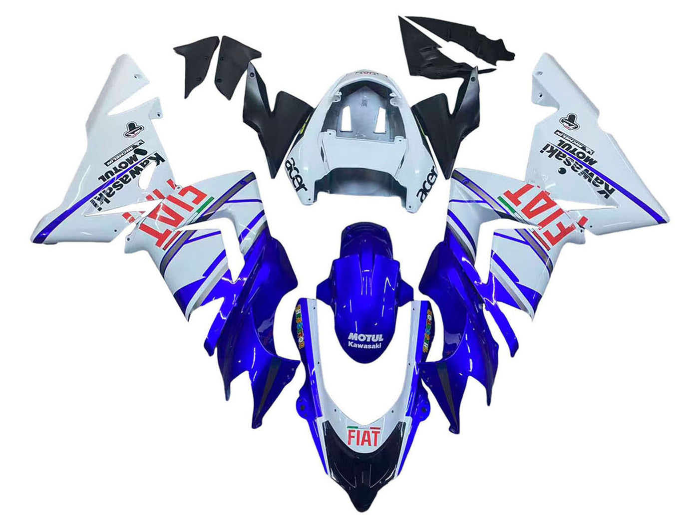 2004-2005 Glossy Blue White Fiat Motul Kawasaki ZX10R Fairing Kit