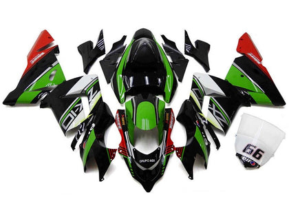 2004-2005 Kawasaki ZX-10R White Black Green Elf Fairing Kit